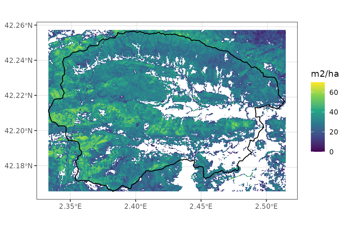 Basal area map derived from LiDAR